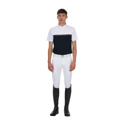 Polo de concurso para hombre Equestro Ridertechnology de manga corta con cremallera