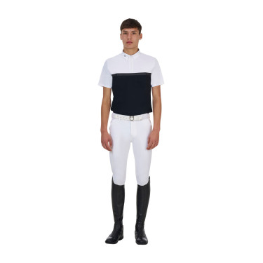 Polo de concurso para hombre Equestro Ridertechnology de manga corta con cremallera