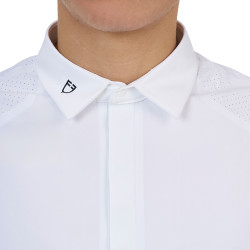Polo de concurso para hombre Equestro Ridertechnology de manga corta con botones