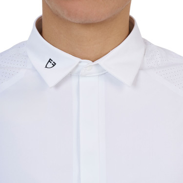 Polo de concurso para hombre Equestro Ridertechnology de manga corta con botones