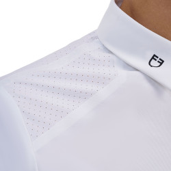 Polo de concurso para hombre Equestro Ridertechnology de manga corta con botones