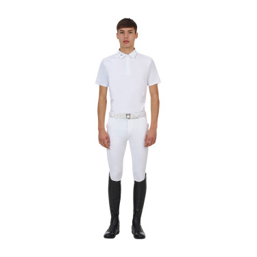 Polo de concurso para hombre Equestro Ridertechnology de manga corta con botones
