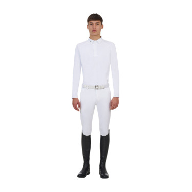 Polo de concurso hombre Equestro Ridertechnology manga larga con botones