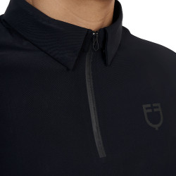 Polo de entrenamiento para hombre Equestro Ridertechnology de manga corta con cremallera