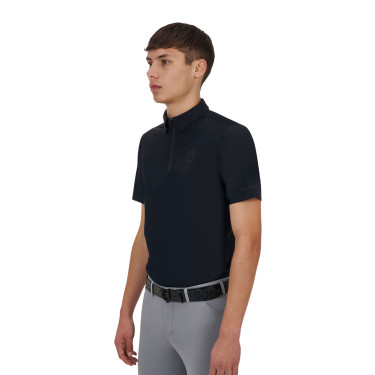 Polo de entrenamiento para hombre Equestro Ridertechnology de manga corta con cremallera
