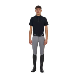 Polo de entrenamiento para hombre Equestro Ridertechnology de manga corta con cremallera