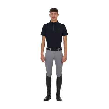 Polo de entrenamiento para hombre Equestro Ridertechnology de manga corta con cremallera