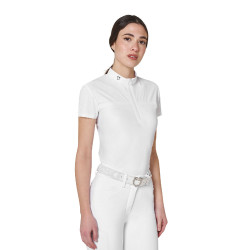 Polo de concurso para mujer Equestro Ridertechnology tejido perforado