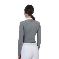 Polo de concurso para mujer Equestro Ridertechnology de manga larga con cremallera