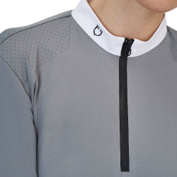 Polo de concurso para mujer Equestro Ridertechnology de manga larga con cremallera