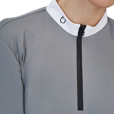 Polo de concurso para mujer Equestro Ridertechnology de manga larga con cremallera
