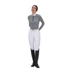 Polo de concurso para mujer Equestro Ridertechnology de manga larga con cremallera