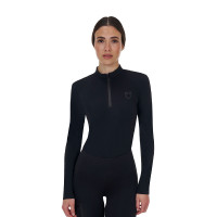 Polo de entrenamiento mujer Equestro Ridertechnology manga larga con cremallera