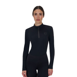 Polo de entrenamiento mujer Equestro Ridertechnology manga larga con cremallera