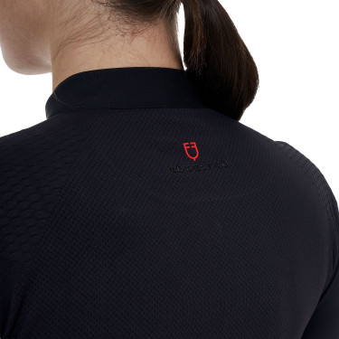 Polo de entrenamiento mujer Equestro Ridertechnology manga larga con cremallera