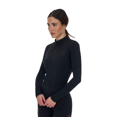 Polo de entrenamiento mujer Equestro Ridertechnology manga larga con cremallera