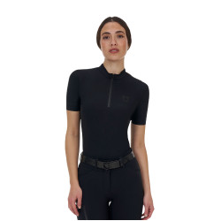 Polo de entrenamiento de mujer Equestro Ridertechnology manga corta y cremallera