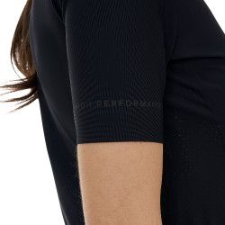 Polo de entrenamiento de mujer Equestro Ridertechnology manga corta y cremallera