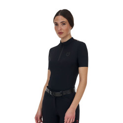 Polo de entrenamiento de mujer Equestro Ridertechnology manga corta y cremallera
