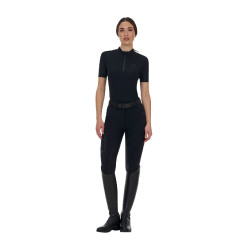 Polo de entrenamiento de mujer Equestro Ridertechnology manga corta y cremallera