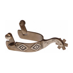 Espuelas western bruñidas con decoración de rombos