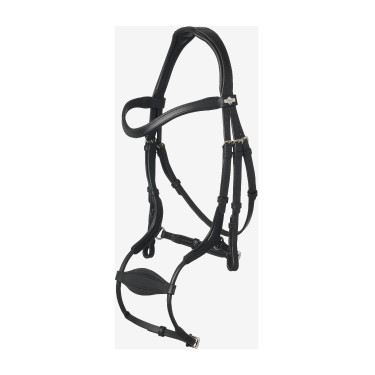 Brida muserola ajustable anatómica Arika negro/plata LeMieux