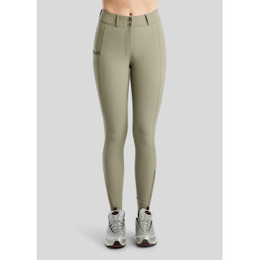 Pantalones de montar MoGaia Gun Metal Caviar con bolsillos para móvil Blanco F/G Montar