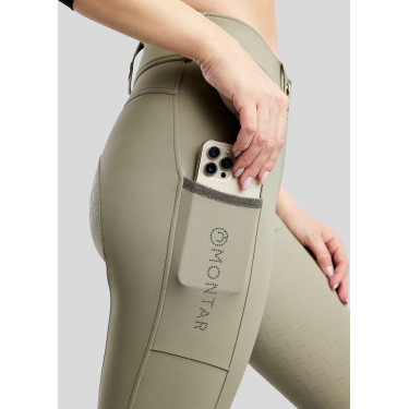 Pantalones de montar MoGaia Gun Metal Caviar con bolsillos para móvil Blanco F/G Montar