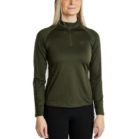 Polo de invierno de manga larga MoErica con media cremallera rosa empolvado Montar Oliva Verde