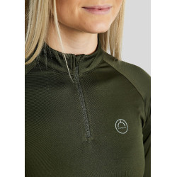 Polo de invierno de manga larga MoErica con media cremallera rosa empolvado Montar Oliva Verde