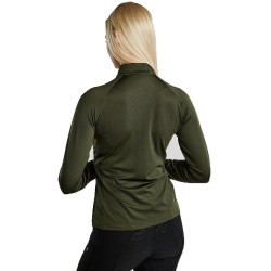 Polo de invierno de manga larga MoErica con media cremallera rosa empolvado Montar Oliva Verde