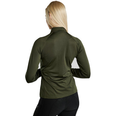 Polo de invierno de manga larga MoErica con media cremallera rosa empolvado Montar Oliva Verde