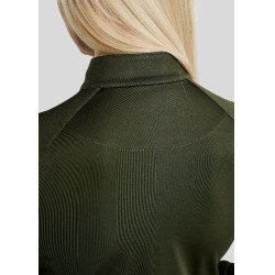 Polo de invierno de manga larga MoErica con media cremallera rosa empolvado Montar Oliva Verde