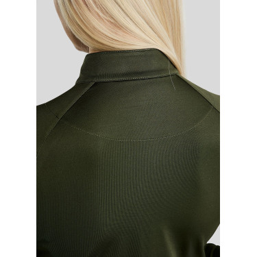Polo de invierno de manga larga MoErica con media cremallera rosa empolvado Montar Oliva Verde