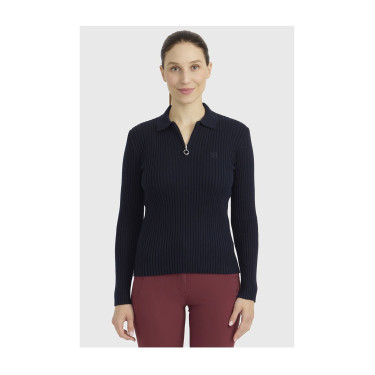 Polo ecuestre mujer manga larga Harcour Celeste | Equi-Clic Polo ecuestre mujer manga larga Harcour Celeste | Equi-Clic