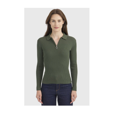 Polo ecuestre mujer manga larga Harcour Celeste | Equi-Clic
