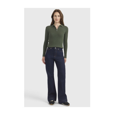 Polo ecuestre mujer manga larga Harcour Celeste | Equi-Clic