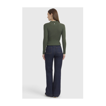Polo ecuestre mujer manga larga Harcour Celeste | Equi-Clic