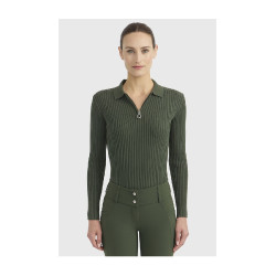 Polo ecuestre mujer manga larga Harcour Celeste | Equi-Clic