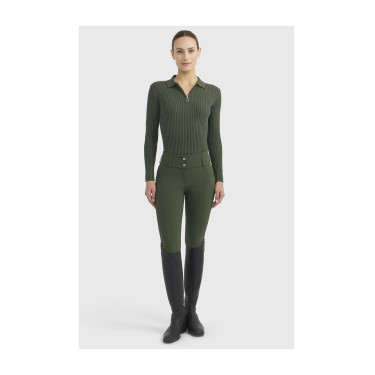 Polo ecuestre mujer manga larga Harcour Celeste | Equi-Clic
