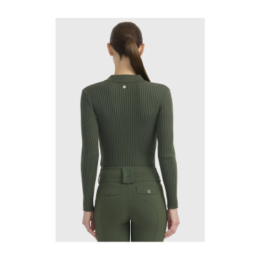 Polo ecuestre mujer manga larga Harcour Celeste | Equi-Clic