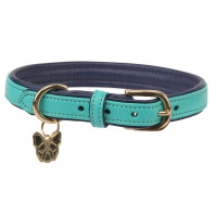 Collar para perro de cuero acolchado Shires Digby & Fox Aqua Azul