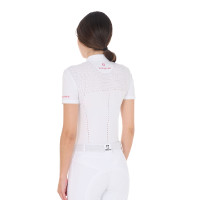 Polo de concurso para mujer slim fit en tejido perforado con cremallera Equestro Polo de concurso para mujer slim fit en tejido perforado con cremallera Equestro
