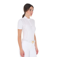 Polo de concurso para mujer slim fit en tejido perforado con cremallera Equestro Polo de concurso para mujer slim fit en tejido perforado con cremallera Equestro