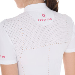 Polo de concurso para mujer slim fit en tejido perforado con cremallera Equestro