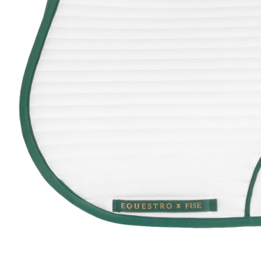 Manta de salto con logo bordado Equestro X Fise 100 Blanco / verde salvia profundo