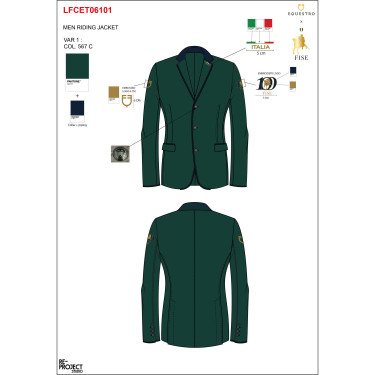 Chaqueta de concurso para hombre de tres botones Equestro X Fise 100
