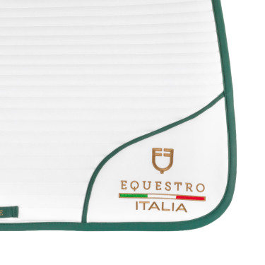 Sudadera de doma con logo bordado Equestro X Fise 100 Blanco / verde salvia profundo