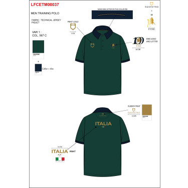 Polo de hombre de entrenamiento tres botones Equestro X Fise 100