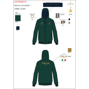 Sudadera con capucha para hombre Equestro X Fise 100